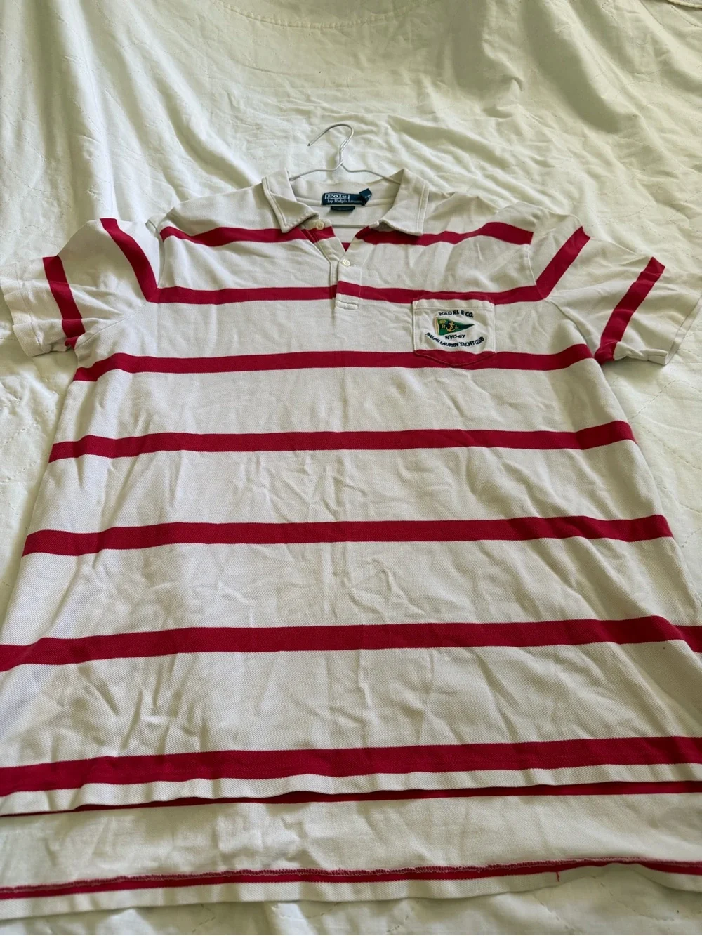 Ralph Lauren White Polo with Red Horizontal Stripes